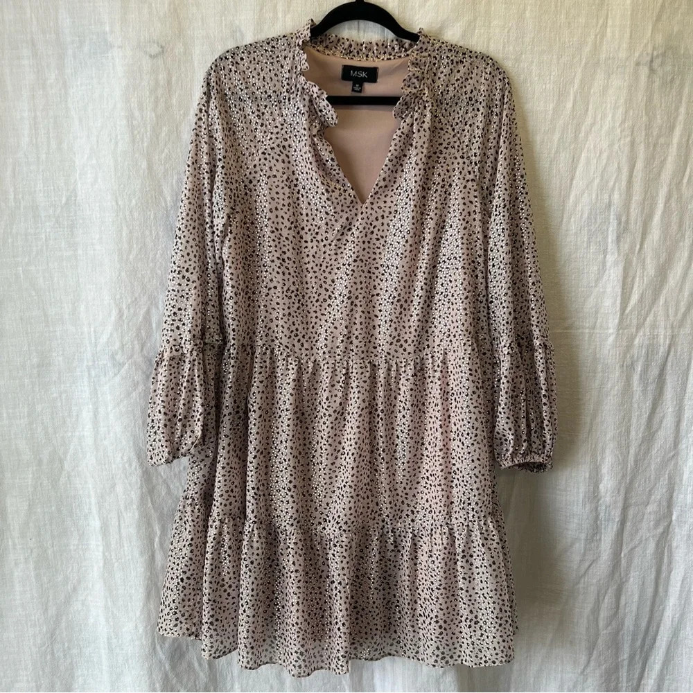 MSK Long Sleeve Ruffle Dress Women’s Size Medium - Picture 1 of 6